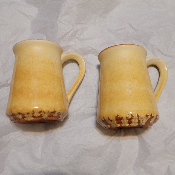 Beauceware X Genin Trudeau Vintage Set Of Two Large Yellow Ceramic Mugs - Picture 2 of 9